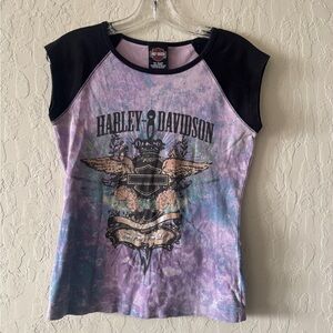 Harley-Davidson Tie-Dye Distressed Graphic Tee Size Large